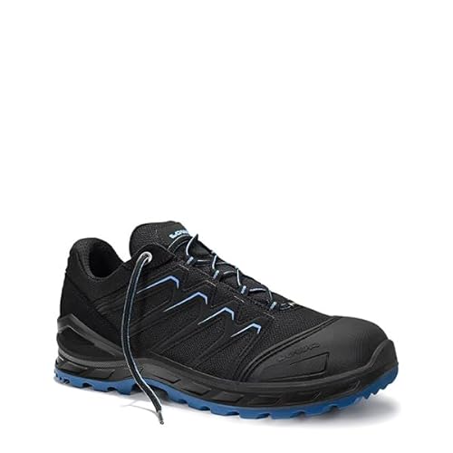 LOWA Sicherheitsschuhe Larrox Work GTX Black-Blue Lo S3 CI, Damen und Herren, Textil, Stahlkappe, leicht, sportlich Schwarz,Blau45 von ELTEN