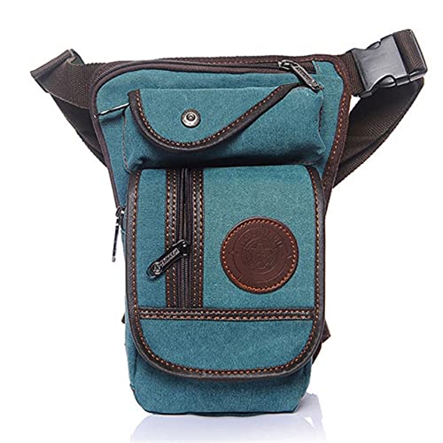 Beintasche,Beintasche Motorrad Herren Leinwand Retro Drop Beinbeutel Taille Fanny Packung Oberschenkel Hüfte Bum Gürtel Wandern Motorrad Kreuzkörper Messenger Schultertasche (Color : Green Canvas) von ELTOX