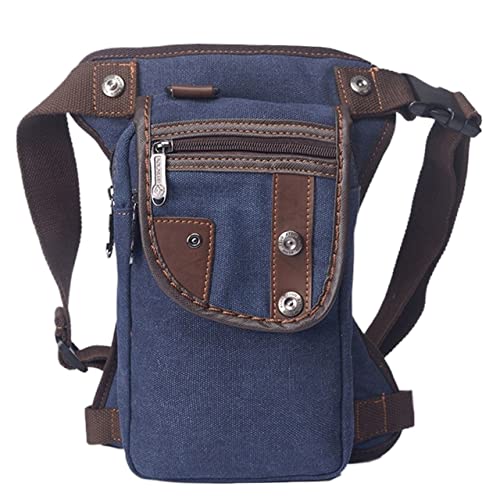 Beintasche,Beintasche Motorrad Männer Leinwand/wasserdichte Nylon Drop Hüftgürtel Beinbeutel for Motorradfahrer Messenger Kreuzkörper Bum Oberschenkel Fanny Taille Pack Taschen (Color : Blue) von ELTOX