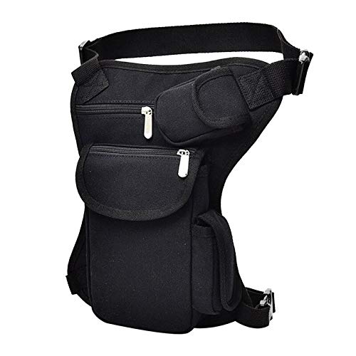 Beintasche,Beintasche Motorrad Männer Leinwand Drop Beinbeutel Taille Lässige Packungsgürtel Hüfte Bum Mehrzweck Messenger Umhängetaschen Radsportbeutel (Color : Black) von ELTOX