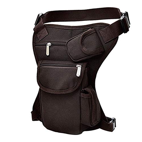 Beintasche,Beintasche Motorrad Männer Leinwand Drop Beinbeutel Taille Lässige Packungsgürtel Hüfte Bum Mehrzweck Messenger Umhängetaschen Radsportbeutel (Color : Brown) von ELTOX