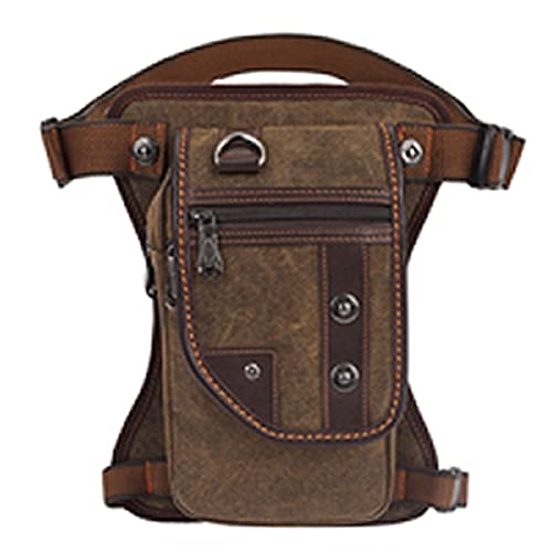 Beintasche,Beintasche Motorrad Männer Oxford/Nylon/Leinwand Drop Beinbeutel Fanny Taille Packung Oberschenkel Hüfte Bump Gürtel Casual Umhängetasche Motorrad Reiten Reisen (Color : Brown Canvas) von ELTOX