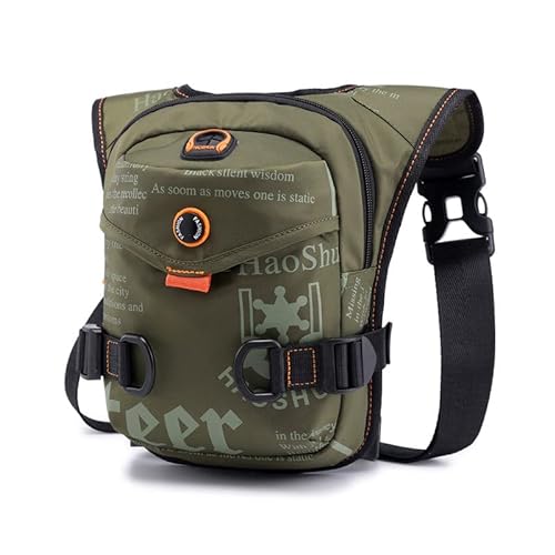 Beintasche,Beintasche Motorrad Männer wasserdichte Nylon Drop Beinbeutel Oberschenkel Hüfte Bum Gürteltasche Taille Fanny Pack Jungen Reisen Reiten Motorrad Crossbody Umhängetaschen (Color : ArmyGree von ELTOX