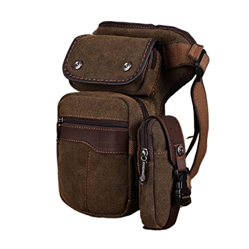 Beintasche,Beintasche Motorrad Motorradfahrer Männer Drop Beinbeutel Reise Schulter Oberschenkelbeutel Leinwand/Nylon Hüfte Bum Gürtel Taille Fanny Pack (Color : Coffee) von ELTOX