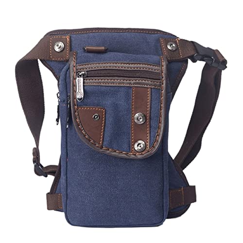 Beintasche,Beintasche Motorrad Motorradfahrer Nylon/Leinwand-Taille Pack Bum-Oberschenkel-Tasche for Männer/Messenger Crossbody Fanny-Pack-Hüftgürtel Drop-Bein (Color : Blue) von ELTOX