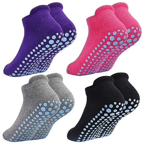 Yoga Socken Damen Stoppersocken, Pilates Socken Verdickte Rutschfestesocken für Damen, Plush Thickened stoppersocken Yoga Pilates Ballett Tanz Barre Fitness Trampolin 4 Paar EU 35-40 von ELUTONG