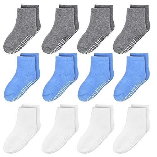 ELUTONG 12 Paar Socken Kinder Baby Jungen Socken ABS Antirutsch Anti-Rutsch Kleinkinder Babysocken für 5-7 Jahre von ELUTONG