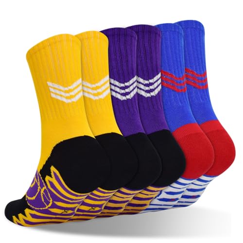 ELUTONG Atmungsaktive Sportsocken Kinder, 3 Paar Unisex Basketball Trainer Socken Kompressionsstretch Fußballsocken Outdoor für Jungen Mädchen 12-15 Jahre von ELUTONG