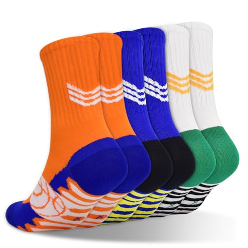 ELUTONG Atmungsaktive Sportsocken Kinder, 3 Paar Unisex Basketball Trainer Socken Kompressionsstretch Fußballsocken Outdoor für Jungen Mädchen 12-15 Jahre von ELUTONG