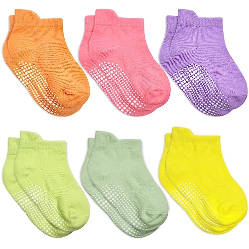 ELUTONG Baby Stoppersocken Rutschfeste, 6 Paar Kinder Anti Rutsch Grip Socken für 1-3 Jahre Kleinkinder Jungen Mädchen von ELUTONG