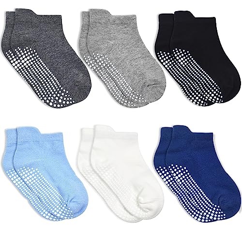 ELUTONG Baby Stoppersocken Rutschfeste, 6 Paar Kinder Anti Rutsch Grip Socken für 5-7 Jahre Kleinkinder Jungen Mädchen von ELUTONG