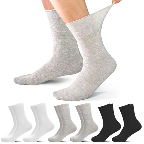 ELUTONG Diabetiker Socken Herren 6 Paar Socken Ohne Gummibund Herren Komfortbunud Baumwoll Socken für Diabetiker 39-43 von ELUTONG