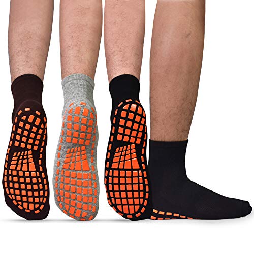 ELUTONG Herren Rutschfeste klebrige Griffe Socken - 3 Paare Fliesen Holzböden Anti Rutsch Training Yoga Pilates Hospital Slipper Socken 40-44 von ELUTONG