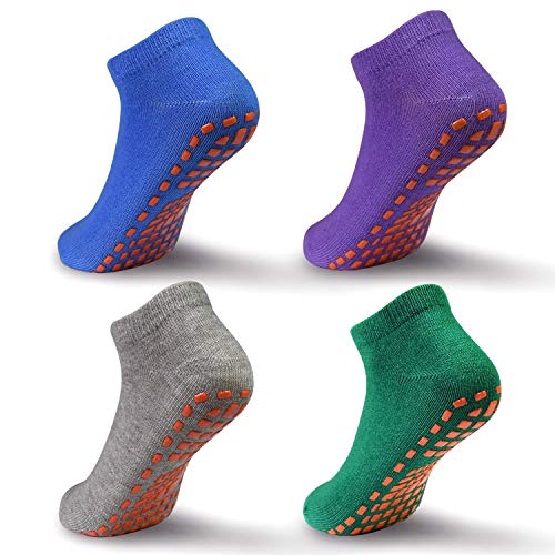 ELUTONG Trampolin Socken Kinder Antirutschsocken, 4 Paar Jungen Mädchen Rutschfeste Yoga Training Boden Socken für 2-5 Jahre Kleinkind von ELUTONG