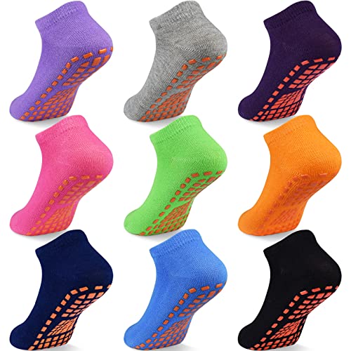 ELUTONG Kinder Trampoline Socken - Baumwolle Jungen Mädchen Antirutschsocken, 9 Paar Non Slip Grips Ankle Boden Kindersocken 2-5 Jahre von ELUTONG