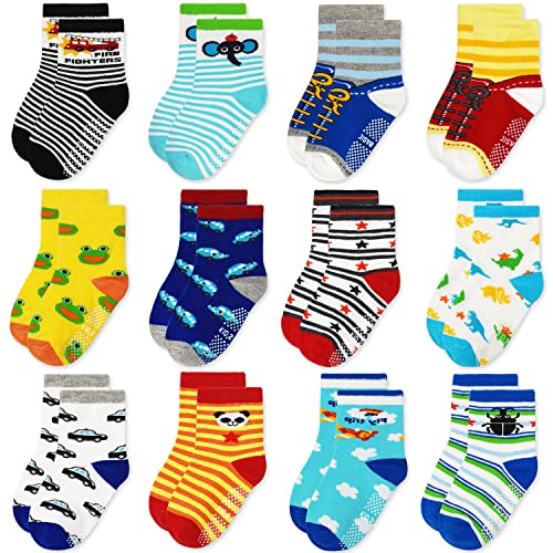 ELUTONG Stoppersocken Kinder 12 Paar Kleinkind Jungen ABS Rutschfeste Socken Antirutsch Socken Kinder Antirutsch Kinder Socken für 1-3 Jahre Jungen und Mädchen von ELUTONG