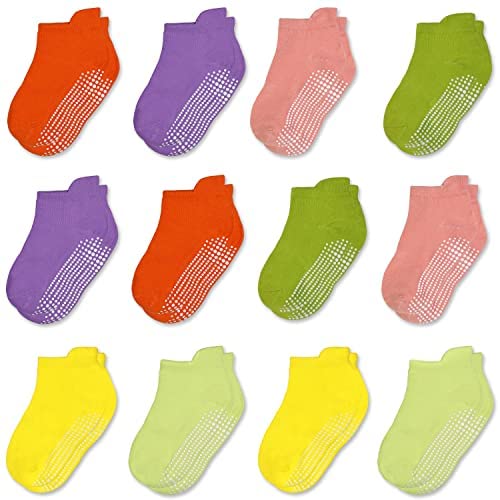 ELUTONG Stoppersocken Kinder Baby Socken 12 Paar ABS Rutschfeste Socken Kinder Antirutsch Socken für 6-12 Monate Kleinkinder Jungen Mädchen von ELUTONG