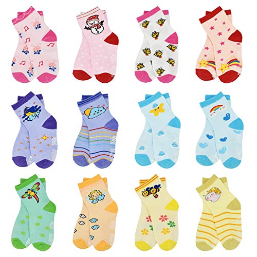 ELUTONG Stoppersocken Kinder 12 Paar Kleinkind Jungen ABS Rutschfeste Socken Antirutsch Socken Kinder Antirutsch Kinder Socken für 1-3 Jahre Jungen und Mädchen von ELUTONG