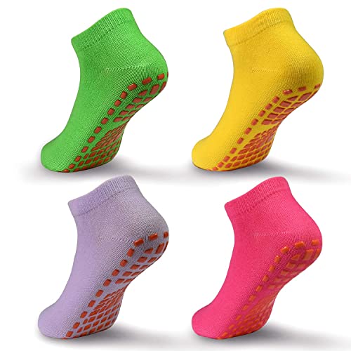 ELUTONG Trampolin Socken Kinder Antirutschsocken, 4 Paar Jungen Mädchen Rutschfeste Yoga Training Boden Socken für 2-5 Jahre Kleinkind von ELUTONG