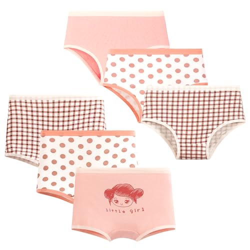 ELUTONG Unterhosen Mädchen,Baumwoll Weicher Rosa Unterwäsche für 2-4 Jahre 6er-Pack(dreieckshöschen+Boxershorts) von ELUTONG