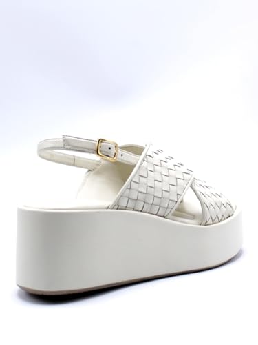 ELVIO ZANON Sandalen mit Keilabsatz für Damen - Weiß Modell EB0902 EB0902 Leder, Weiß, 37 EU ELVIO ZANON Sandalen mit Keilabsatz für Damen - Weiß Modell EB0902 EB0902 Leder, Weiß, 37 EU von ELVIO ZANON