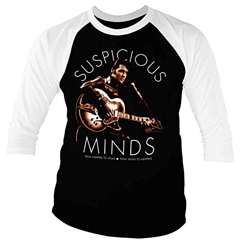 ELVIS PRESLEY Baseball T Shirt Suspicious Minds Nue offiziell Herren Schwarz 3/4 von ELVIS PRESLEY