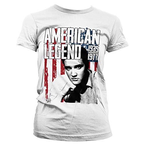 ELVIS PRESLEY Offizielles Lizenzprodukt American Legend Damen T-Shirt (Weiß), Small von ELVIS PRESLEY