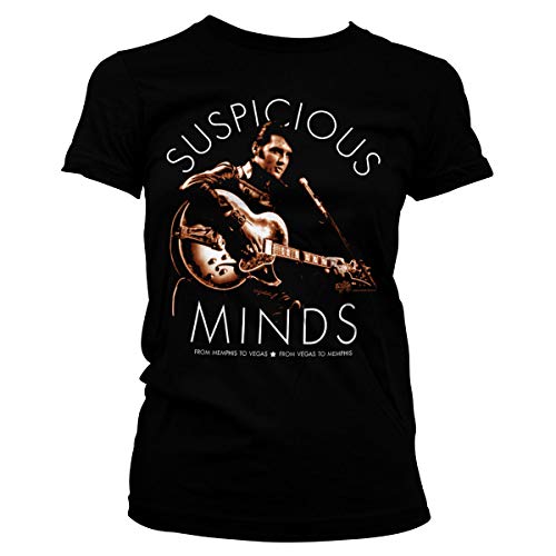 ELVIS PRESLEY Offizielles Lizenzprodukt Suspicious Minds Damen T-Shirt (Schwarz), X-Large von ELVIS PRESLEY