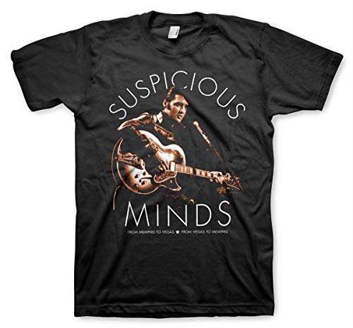 ELVIS PRESLEY Offizielles Lizenzprodukt Suspicious Minds Herren T-Shirt (Schwarz), Large von ELVIS PRESLEY