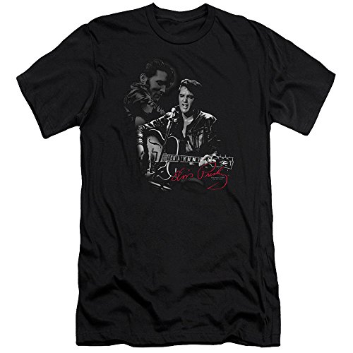 ELVIS PRESLEY - - Showstopper für Männer Premium Slim Fit T-Shirt, Large, Black von ELVIS PRESLEY