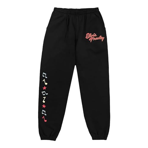 Elvis Presley Unisex-Erwachsene Official Merch Red/Black Logo Sweatpants Trainingshose, Schwarz, S von ELVIS PRESLEY