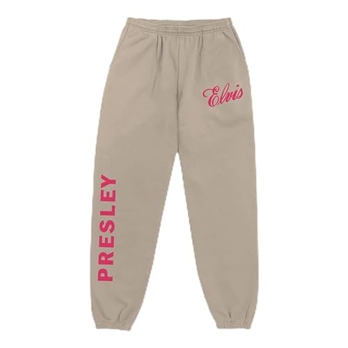 Elvis Presley Unisex-Erwachsene Offizielle Merch Sweatpants mit Rot/Hellbraunem Logo Trainingshose, Sand, M von ELVIS PRESLEY