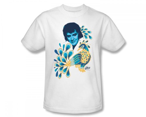 Elvis - Peacock Erwachsene T-Shirt in Weiß, Small, White von ELVIS PRESLEY