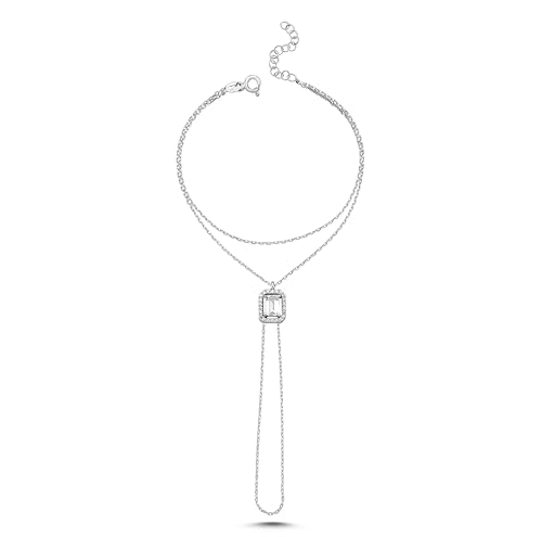 ELVNY Hand Halskette Armband Ring 925 Sterling Silber Platin plattiert Zarte Finger Armband Zirkon Braut Schmuck Geschenke für Frauen, Einstellbare Größe, 16+4 cm, Sterling-Silber, Zirkonia ELVNY Hand Halskette Armband Ring 925 Sterling Silber Platin plattiert Zarte Finger Armband Zirkon Braut Schmuck Geschenke für Frauen, Einstellbare Größe, 16+4 cm, Sterling-Silber, Zirkonia von ELVNY