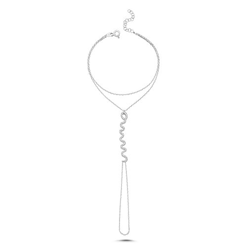 ELVNY Handkette Armband Ring 925 Sterling Silber 14K vergoldet/Platin plattiert Zierliches Fingerarmband Zirkon Hochzeitsschmuck Geschenke für Frauen, verstellbare Größe (HandKette-17, 14K vergoldet) von ELVNY