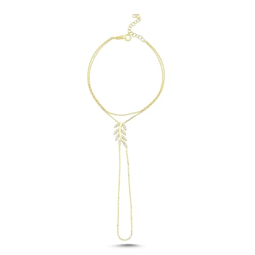 ELVNY Handkette Armband Ring 925 Sterling Silber 14K vergoldet/Platin plattiert Zierliches Fingerarmband Zirkon Hochzeitsschmuck Geschenke für Frauen, verstellbare Größe (HandKette-3, 14K vergoldet) ELVNY Handkette Armband Ring 925 Sterling Silber 14K vergoldet/Platin plattiert Zierliches Fingerarmband Zirkon Hochzeitsschmuck Geschenke für Frauen, verstellbare Größe (HandKette-3, 14K vergoldet) von ELVNY