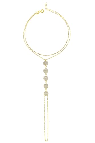 ELVNY Handkette Armband Ring 925 Sterling Silber 14K vergoldet/Platin plattiert Zierliches Fingerarmband Zirkon Hochzeitsschmuck Geschenke für Frauen, verstellbare Größe (HandKette-4, 14K vergoldet) ELVNY Handkette Armband Ring 925 Sterling Silber 14K vergoldet/Platin plattiert Zierliches Fingerarmband Zirkon Hochzeitsschmuck Geschenke für Frauen, verstellbare Größe (HandKette-4, 14K vergoldet) von ELVNY