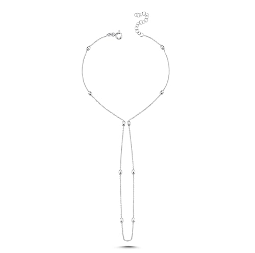 Handkette Armband Ring 925 Sterling Silber 14K vergoldet/Platin plattiert Zierliches Fingerarmband Zirkon Hochzeitsschmuck Geschenke für Frauen, verstellbare Größe (HandKette-18, Platin plattiert) von ELVNY