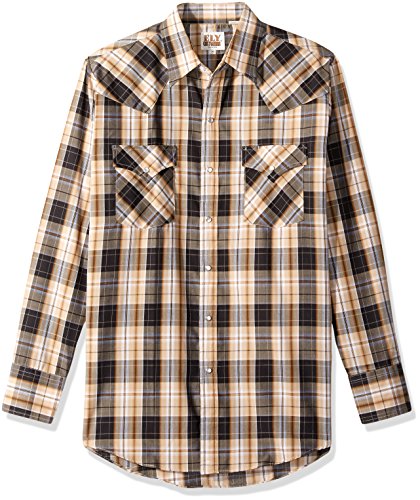 ELY CATTLEMAN Herren Long Sleeve Plaid Western Shirt Button Down Hemd, schwarz, X-Groß von ELY CATTLEMAN