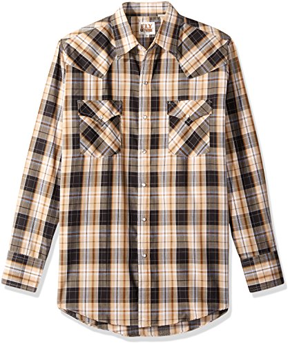 ELY CATTLEMAN Herren Long Sleeve Plaid Western Shirt Hemd mit Button-Down-Kragen, schwarz, Groß von ELY CATTLEMAN
