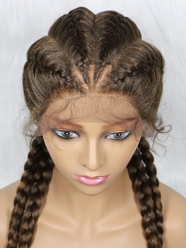 Synthetic Lace Front Perücken Geflochtene Kurzes Stirnband aus 4-strängiger Spitze aus Kunstfasergeflecht Hitzebeständige Faserperücke Geeignet für den täglichen Gebrauch durch Frauen 1B-30 von ELZEM