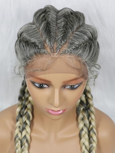 Synthetic Lace Front Perücken Geflochtene Kurzes Stirnband aus 4-strängiger Spitze aus Kunstfasergeflecht Hitzebeständige Faserperücke Geeignet für den täglichen Gebrauch durch Frauen 1B-613 von ELZEM