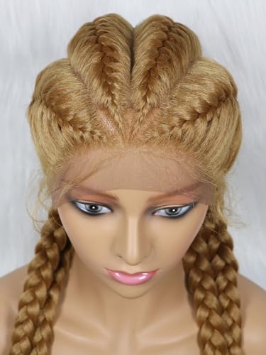 Synthetic Lace Front Perücken Geflochtene Kurzes Stirnband aus 4-strängiger Spitze aus Kunstfasergeflecht Hitzebeständige Faserperücke Geeignet für den täglichen Gebrauch durch Frauen 27 von ELZEM