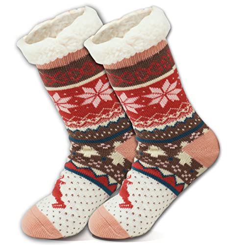 EMA MEGA GROUP Kuschelsocken Damen ABS Wintersocken Mit Anti-Rutsch-Klebepunkte, Stoppersocken Size 36-41 (Rosa) von EMA MEGA GROUP