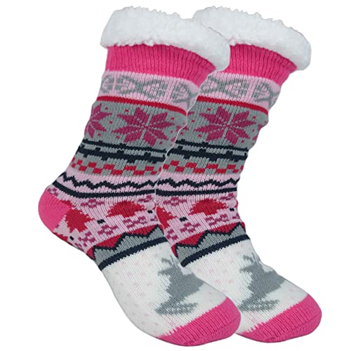 EMA MEGA GROUP Stoppersocken Kuschelsocken Damen ABS Wintersocken Mit Anti-Rutsch-Klebepunkte, Size 36-41 (RS) von EMA MEGA GROUP