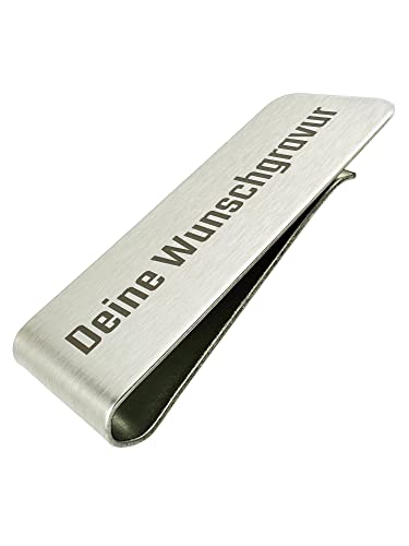EMACES® Geldklammer aus Edelstahl mit Wunschgravur - perfekt als personalisiertes Geschenk für Männer und Frauen - Geeignet als Kartenhalter Dokumentenhalter Geld-Clip Metall Geldscheinklammer von EMACES