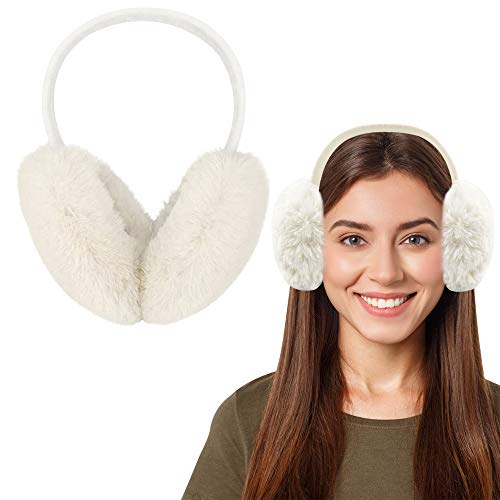 EMAGEREN Winter Ohrenschützer Weiß Ohrenwärmer Ohren Wärmeschutz Damen Faltbare Winter Plüsch Outdoor Faux Fur Earmuffs Plush warm Ohrenschutz Ohrenmuscheln für Frauen Mädchen von EMAGEREN