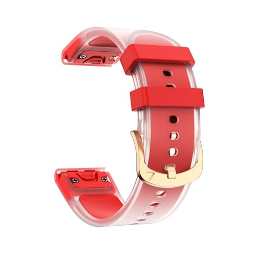 20 mm Schnellverschluss-Silikonarmband aus transparentem Glacier, passend for Garmin Fenix8 43 mm 7S Sapphire Solar 6S Pro 5S Plus(Red,For Fenix8 43mm) von EMAIGlPO