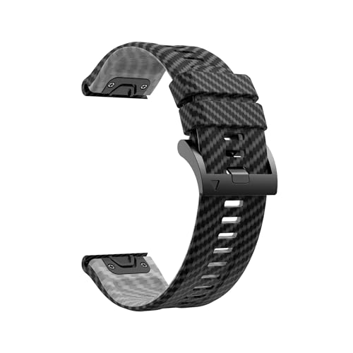 22 mm 26 mm Silikonarmband mit Carbonfasermuster, passend for Garmin Fenix8 51 mm 47 mm/7X Solar 7pro 5X 6X TACTIX DELTA Enduro3(Black grey,For Fenix8 51mm) von EMAIGlPO