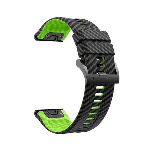 22 mm 26 mm Silikonarmband mit Carbonfasermuster, passend for Garmin Fenix8 51 mm 47 mm/7X Solar 7pro 5X 6X TACTIX DELTA Enduro3(Black lime,For Fenix8 51mm) von EMAIGlPO